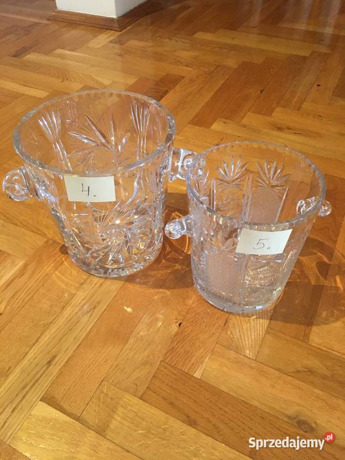 Zestaw kryształów PRL 8 sztuk przezroczysty Łódź