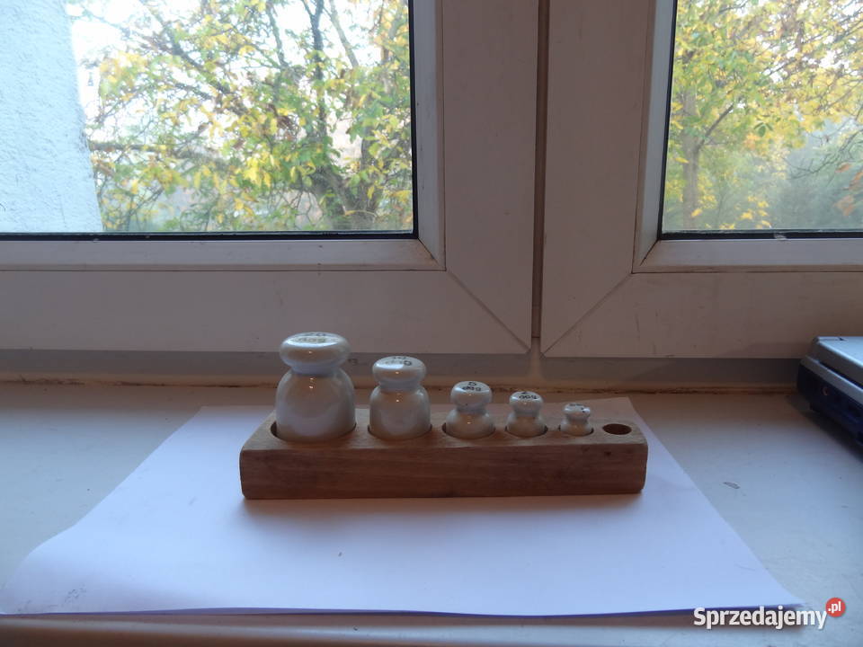 Odważniki ceramiczne do wagi szalikowej PRL Poznań