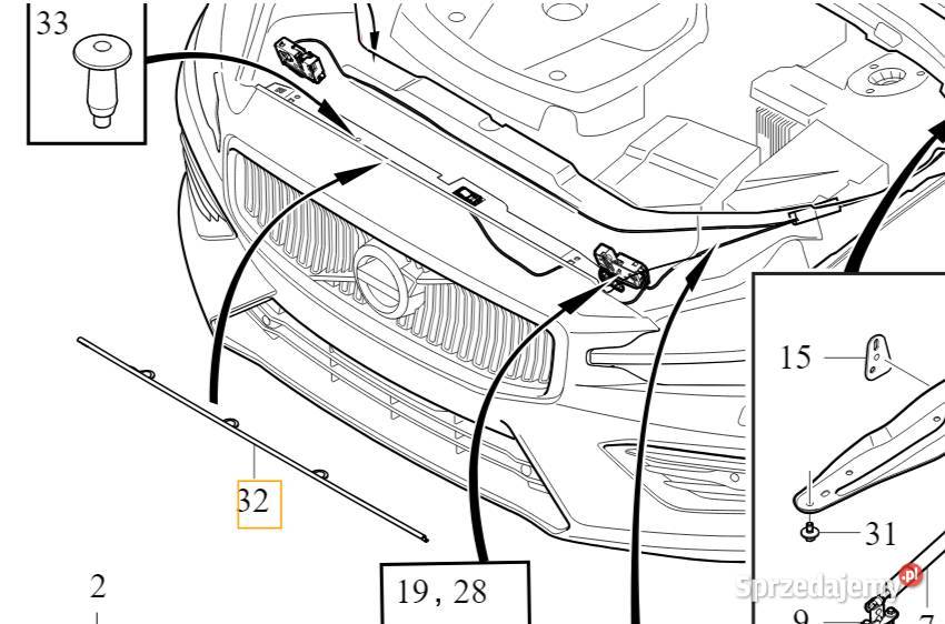 VOLVO S60 III V60 II uszczelka maski zderzaka Gadgety motoryzacyjne Bielany Wrocławskie