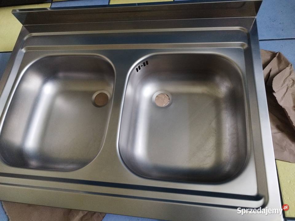 Zlew dwukomorowy metalowy 80 x 60 Warszawa