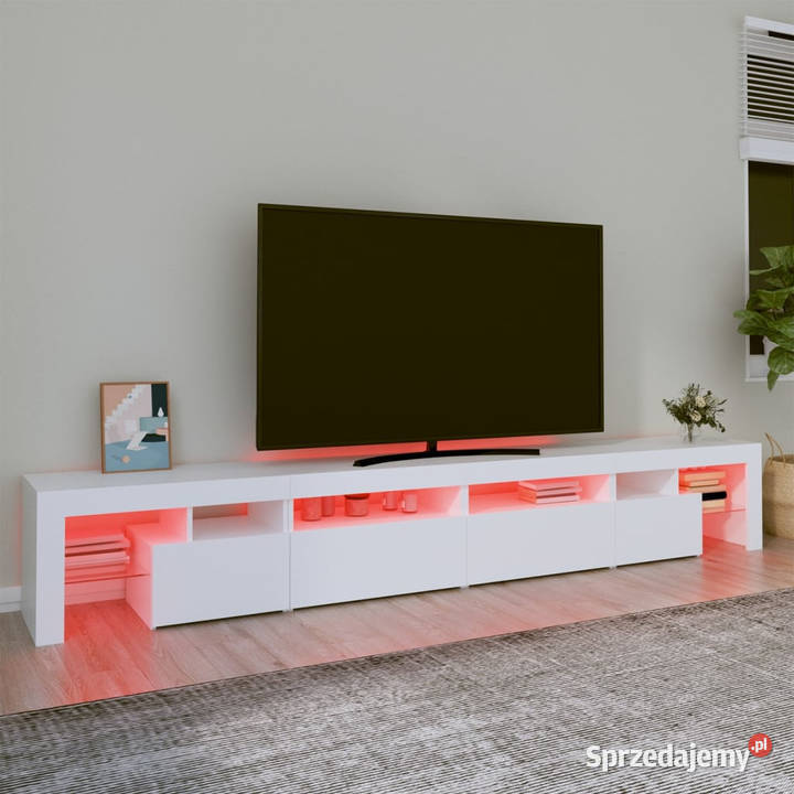 Szafka pod TV z oświetleniem LED biała Warszawa