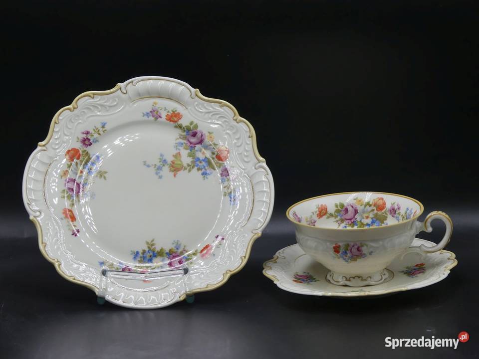 Komplet śniadaniowy Sorau Żary stan niemal Porcelana i szkło wielkopolskie Poznań