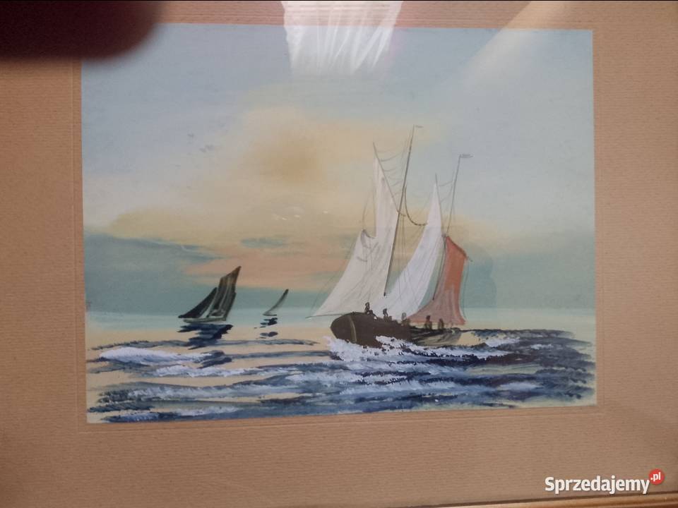 Akwarela na papierze pocz XX w warmińsko-mazurskie Ruciane-Nida