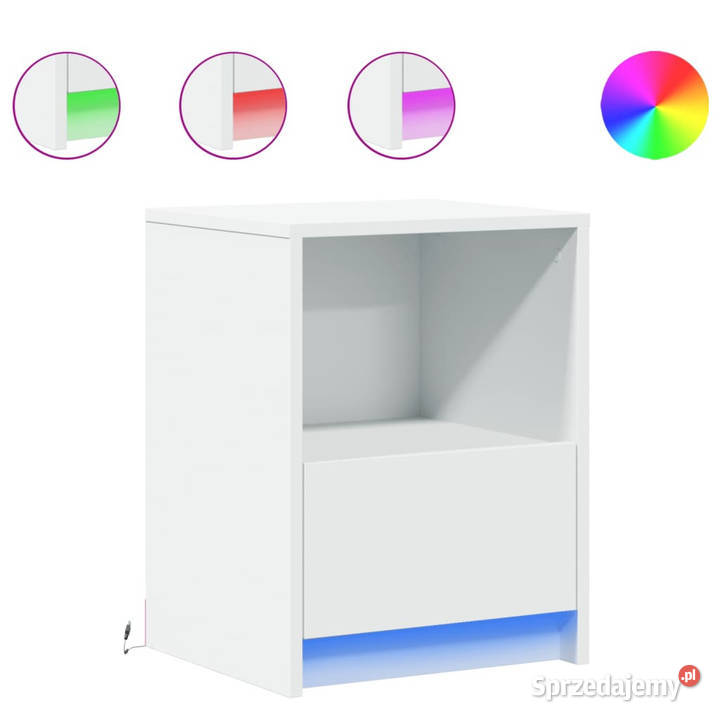 Szafki nocne z LED 2 białe materiał Warszawa