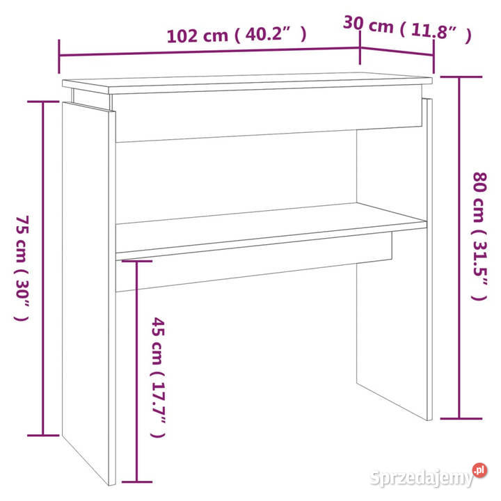 Stolik konsolowy przydymiony dąb 102x30x80 mazowieckie Warszawa sprzedam
