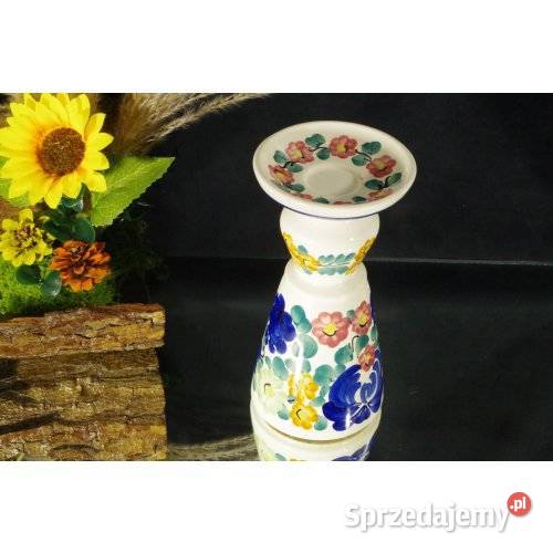 Świecznik ceramiczny ręcznie malowany motyw