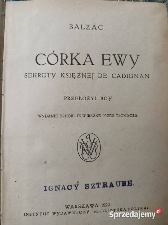 Córka Ewy książki przedwojenne aukcje Antykwariat Warszawa