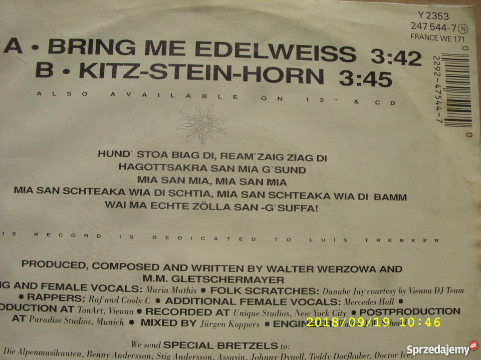 EDELWEISSBRING ME Singiel winyl