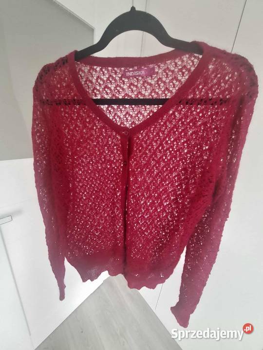 Fuksjowy ażurowy sweterek Indiska rozmiar L stan Bez wzoru Warszawa