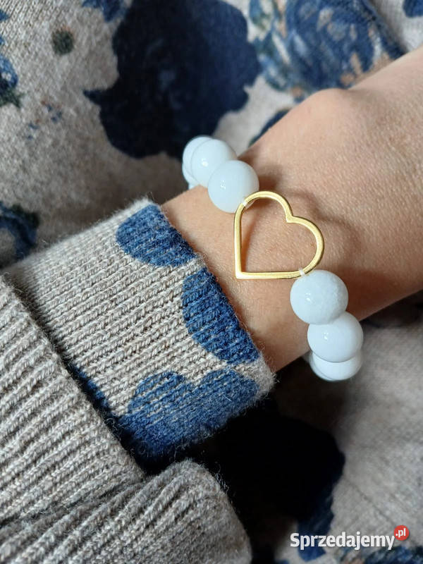 Bransoletka damska z Agatu białego z łącznikiem Bransoletki