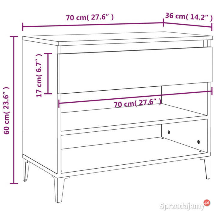 Szafka na buty szary dąb sonoma 70x36x60 mazowieckie Warszawa
