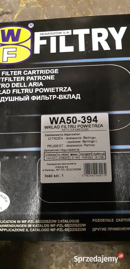 WKŁAD FILTRU POWIETRZA WA50394 CITROEN PEUGOT osobowe Koronowo