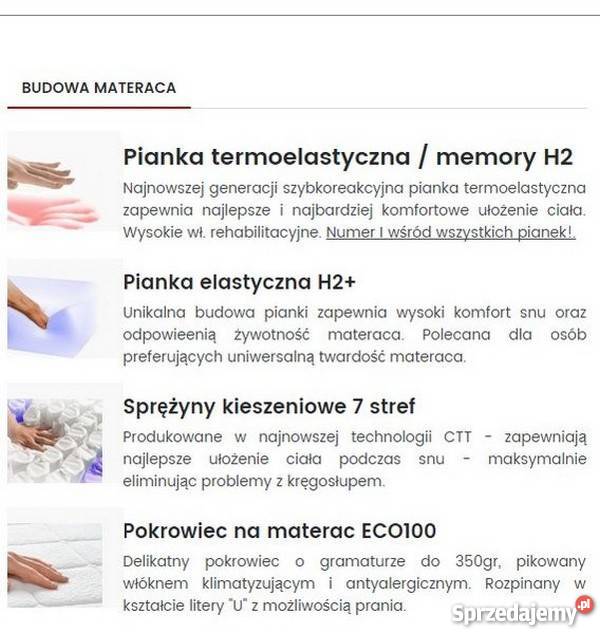 Materac termoelastyczny 120x200 ALVARE EUFORIA Warszawa