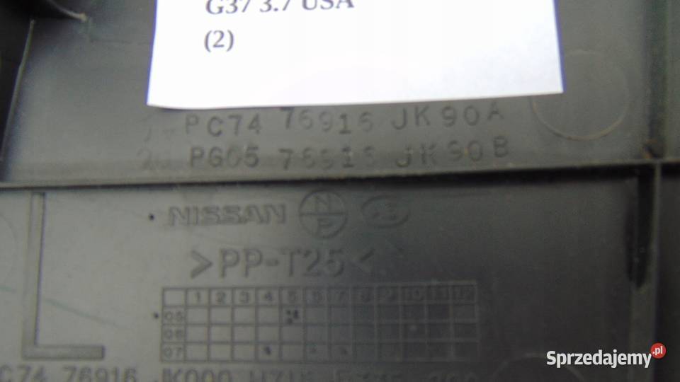 OSŁONA SŁUPKA ŚRODKOWEGO LEWA INFINITI G37 0713 wielkopolskie Nowy Tomyśl sprzedam