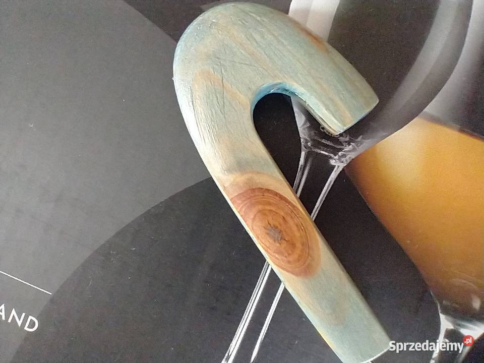 Szaroniebieska agrafka broszka drewno rękodzieło łódzkie Łódź sprzedam