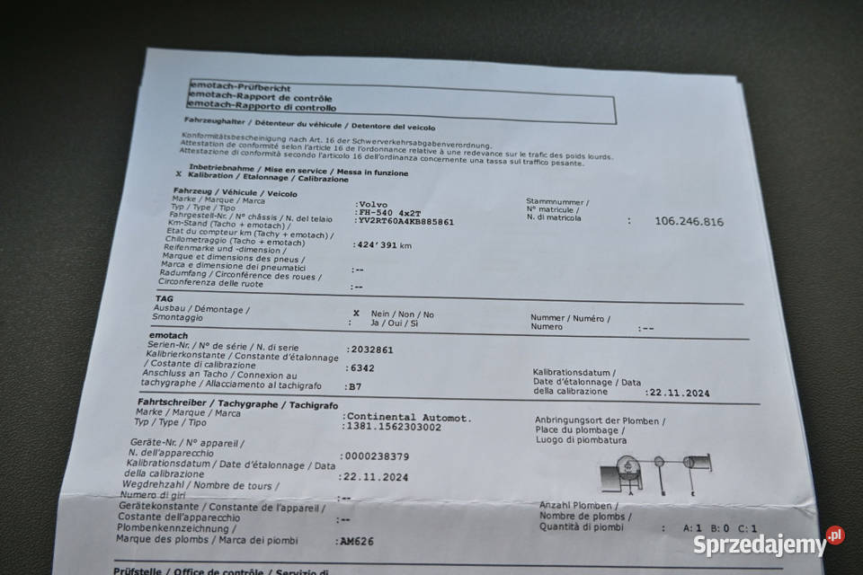 Ciagnik Volvo FH 540 Eur 6 Szwajcaria Warszawa