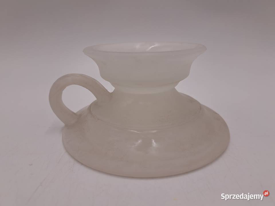 Szklany biały mleczny świecznik Herner Glas biały Olkusz