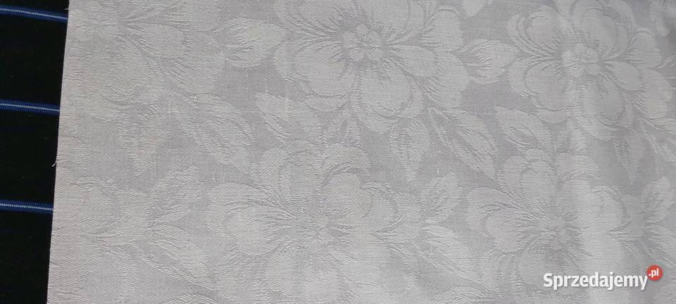 Len Tkanina obrusowa żakardowa 44 bili biel Żyrardów