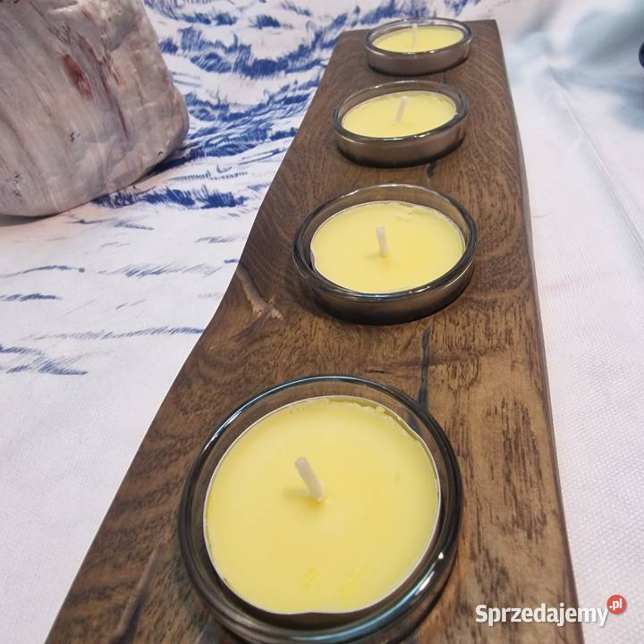 Świecznik bukowy Premium DeepWax żywica szkło Sępopol