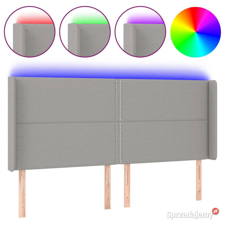 Zagłówek do łóżka z LED jasnoszary 203x16x118128
