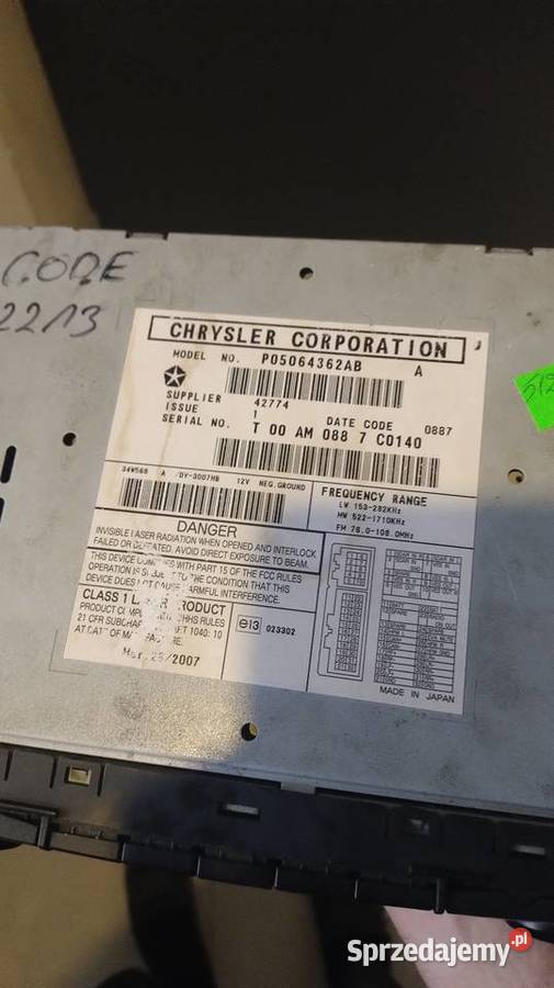 Radio samochodowe Dodge Caliber Jeep Compass łódzkie Wieruszów