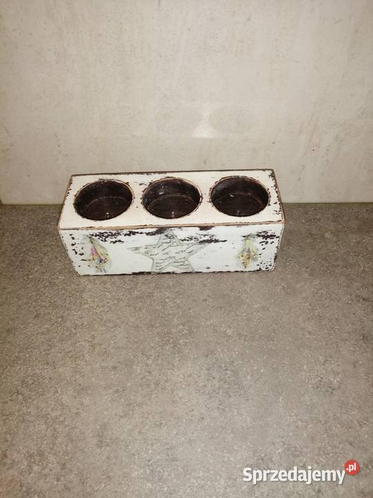 świecznik drewniany na tealighty decoupage Siemianowice Śląskie