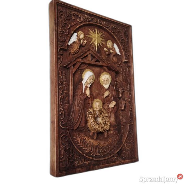 Szopka Bożonarodzeniowa drewno płaskorzeźba zachodniopomorskie Malechowo