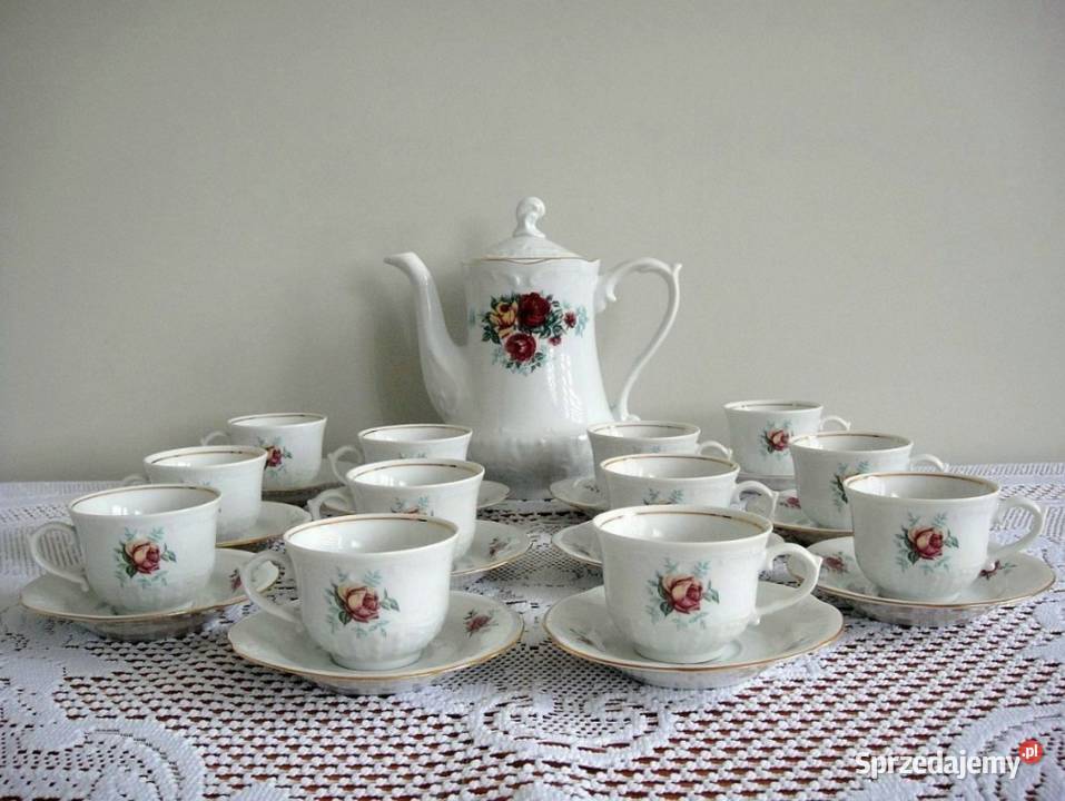 Zestaw porcelanowy do espresso sygnowany Crystal