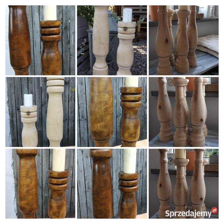 Świeczniki drewniane toczone ręcznie Styl łódzkie