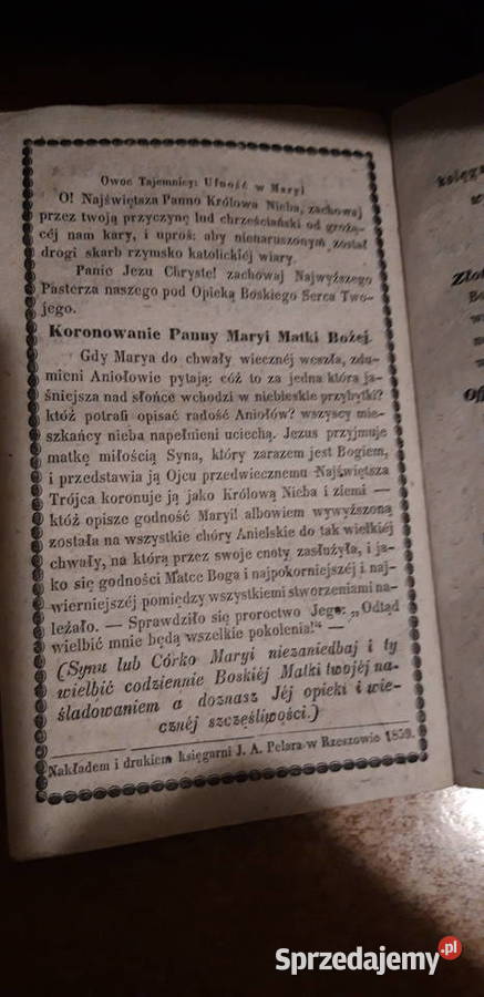 Reguły Źywego Różańca Rzeszów 1859 rzadkie Iwno