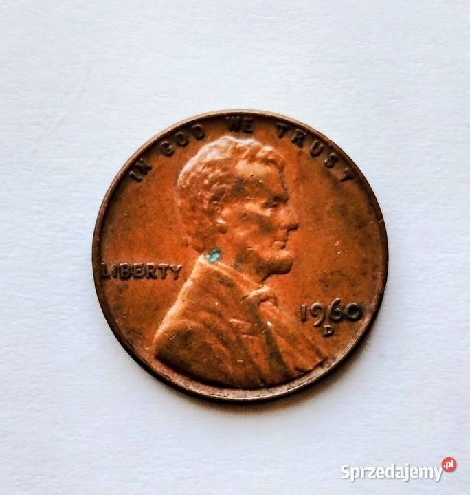 MONETA 1 cent 1960 D USA Large Date Toruń