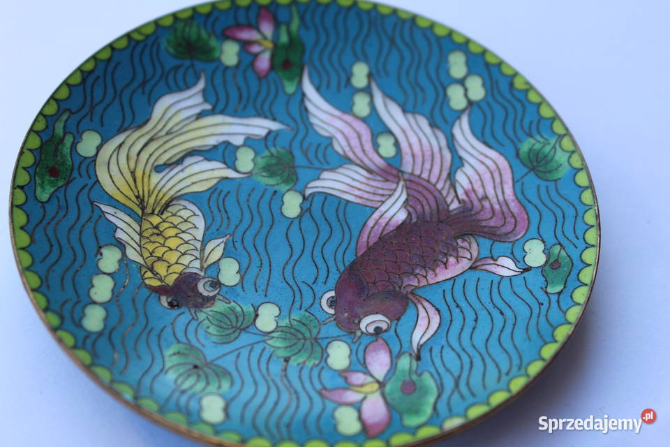 Chiny Cloisonne Talerz Talerzyk Emalia Komórkowa Antyki Bielsko-Biała