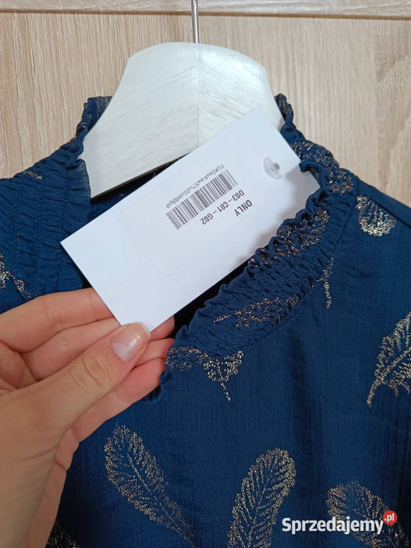 Nowa elegancka granatowa koszula w ozdobny wzór Dąbrowica