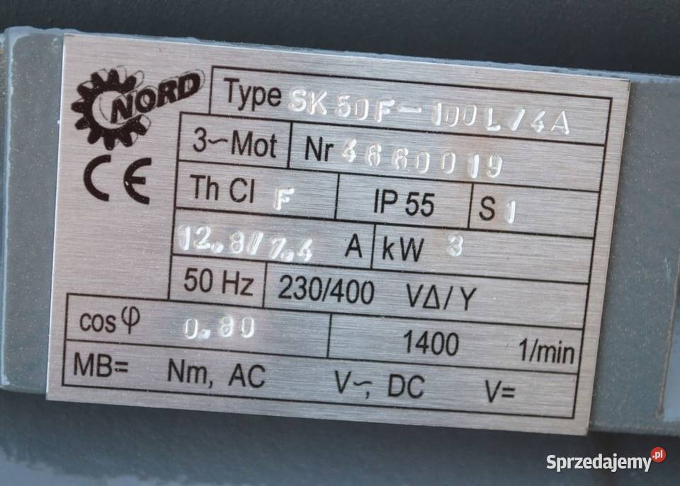 Motoreduktor kołnierzowy 3kw 373obrmin NORD
