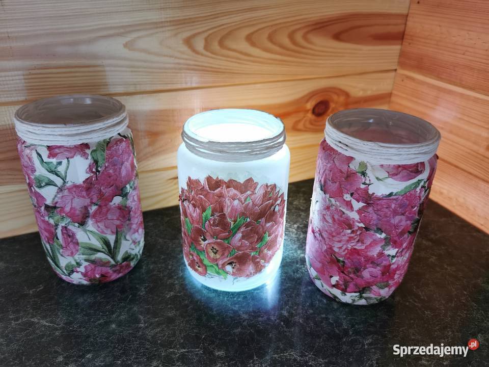 Świeczniki lampiony szklane decoupage ogród dom Ruda Śląska