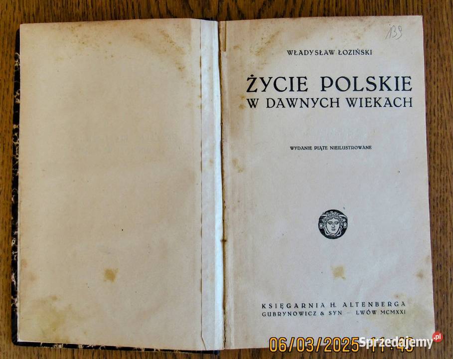 Życie polskie w danych wiekach wydV z 1921r Antykwariat
