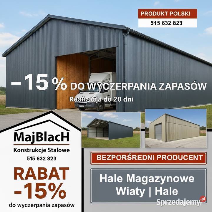 OCYNKOWANA Wiata Otwarta Garaż Blaszany HALA Legnica