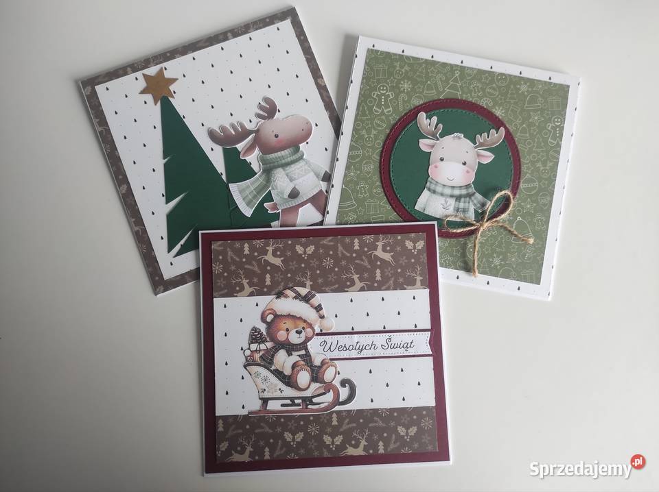 Zestaw 3 kartkek bożonarodzeniowych recznie Łódź