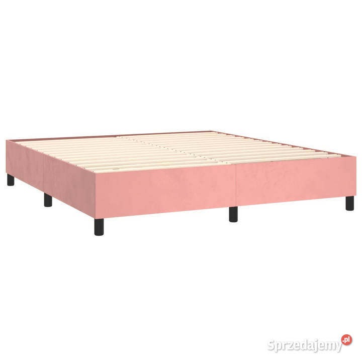 Łóżko kontynentalne z materacem różowe aksamit 128cm Łóżka