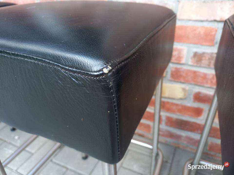 Stołek barowy Hoker Taboret Czarny skórzany IKEA Gawroniec