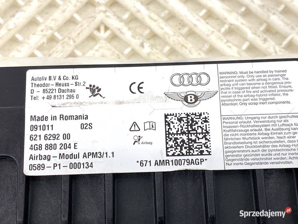 KOKPIT PODUSZKI KOMPLET AUDI A6 C7 4G1857069 podkarpackie