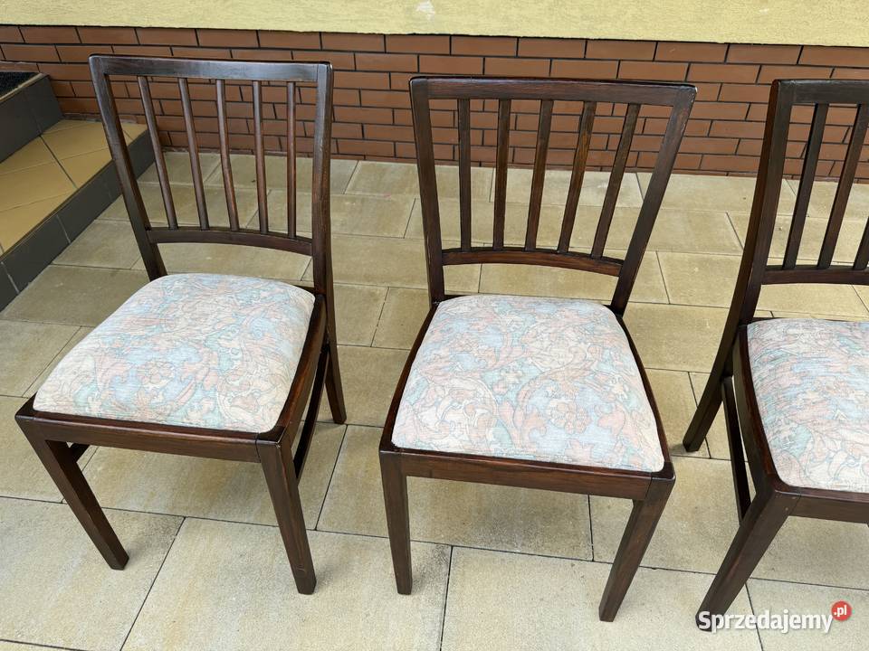 Krzesła art deco na sprężynach stylowe PRL stare mazowieckie Sulbiny