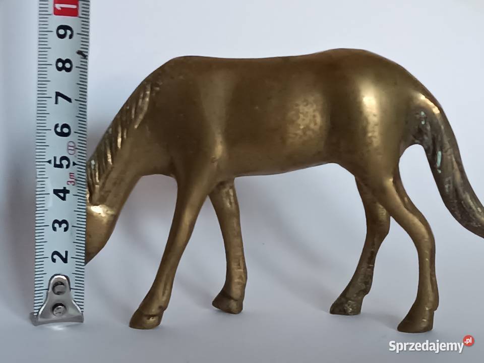 Mosiężna figurka konia Koń pasący się Dekoracja Rzeszów sprzedam