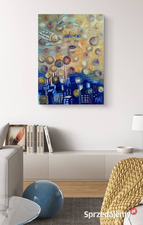 Obraz olejny Miasto sprzedam