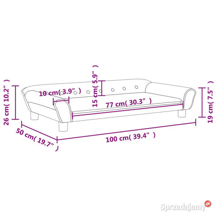 Sofa dzieci ciemnoszara 100x50x26 aksamit Meble Warszawa
