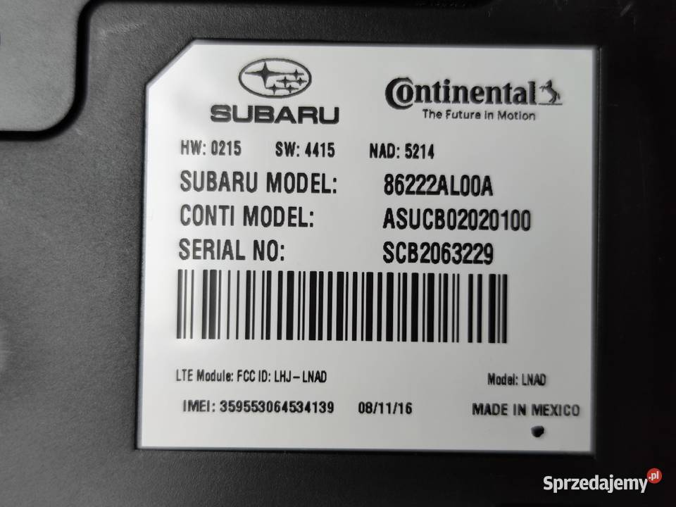 Subaru telematyka control module LNAD 86222AL00A osobowe Pozostałe Skoczów sprzedam