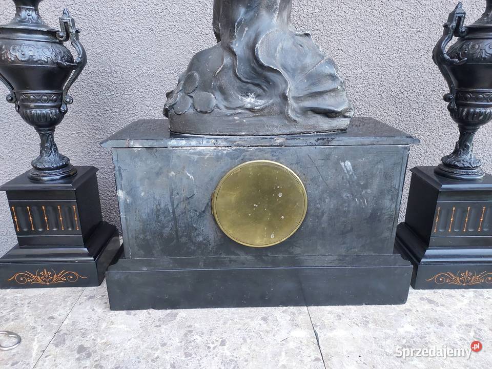 Stary zegar kominkowy Vincenti Cie kandelabry