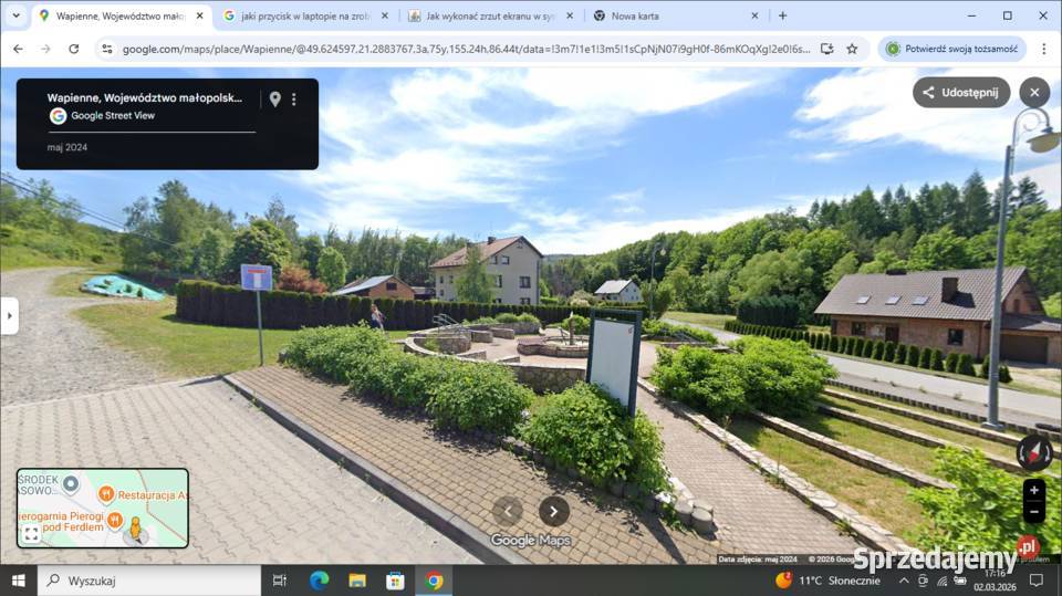 Sprzedam działkę budowlaną w ścisłym centrum małopolskie Wapienne