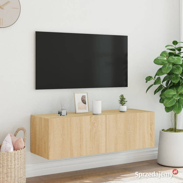 Ścienna szafka TV z LED dąb sonoma 100x35x31 RTV Warszawa
