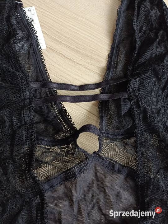 Czarne body koronkowe L